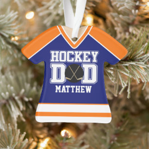 Blauw/Oranje Aangepaste Hockey Pap Jersey Ornament
