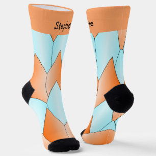 Blauw Oranje Art Deco Design Soksokken Sokken