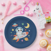 blauw-oranje astronaut Panda Papieren Bordje (Feest)