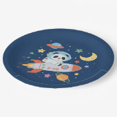 blauw-oranje astronaut Panda Papieren Bordje (Gekanteld)