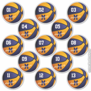 blauw oranje basketbal op maat 13 spelers sticker