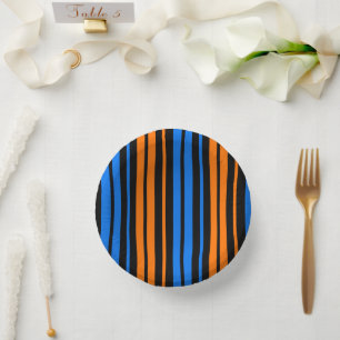 Blauw Oranje Blauw Verticale Strepen Design Papieren Kommen