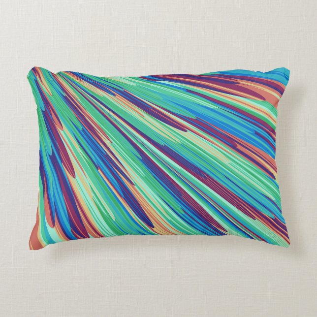 Blauw Oranje Blauwgroen Abstract Geometrische vere Accent Kussen (Voorkant)