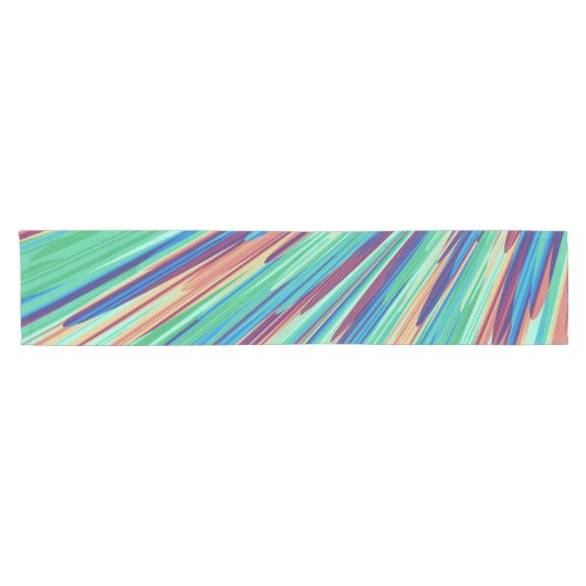 Blauw Oranje Blauwgroen Abstract Geometrische vere Korte Tafelloper (Horizontaal)