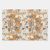 Blauw Oranje Blauwgroen wit patroon met grafische Inpakpapier Vel (Voorkant 2)