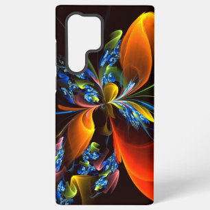 Blauw Oranje Bloemig Modern Abstract Kunstpatroon Samsung Galaxy Hoesje