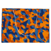Blauw Oranje Camouflage-afdrukpatroon Groot Cadeauzakje (Achterkant)
