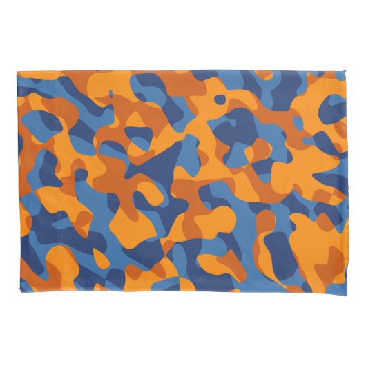 Blauw Oranje Camouflage-afdrukpatroon Kussensloop (Voorkant)