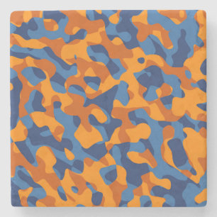 Blauw Oranje Camouflage-afdrukpatroon Stenen Onderzetter