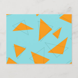 Blauw, oranje, cool, trendy, modern driehoekspatro briefkaart