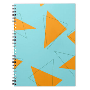 Blauw, oranje, cool, trendy, modern driehoekspatro notitieboek