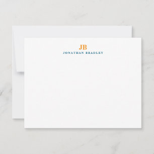 Blauw & Oranje Eenvoudig Modern Minimalistisch Mon Notitiekaartje