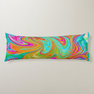 Blauw, Oranje en Heet Roze Groovy Abstract Retro Lichaamskussen