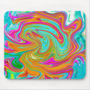 Blauw, Oranje en Heet Roze Groovy Abstract Retro Muismat