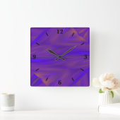 Blauw Oranje en Paars Abstract Design Pattern Vierkante Klok (Huis)