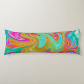 Blauw, Oranje en warm roze Abstracte retro Lichaamskussen (Voorkant)
