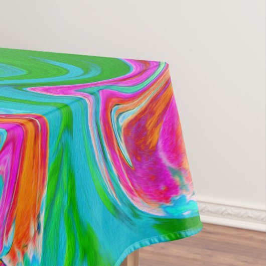 Blauw, Oranje en warm roze Abstracte retro Tafelkleed (Voorbeeld)