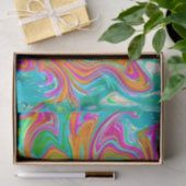 Blauw, Oranje en warm roze Abstracte retro Tissuepapier (Geschenk)
