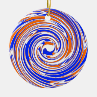 Blauw Oranje en wit Premium Keramisch Ornament
