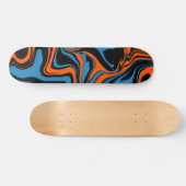 Blauw Oranje en zwart Abstract marmer skateboard (Horizontaal)