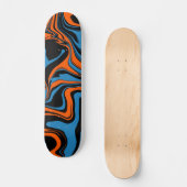 Blauw Oranje en zwart Abstract marmer skateboard (Voorkant)