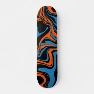 Blauw Oranje en zwart Abstract marmer skateboard