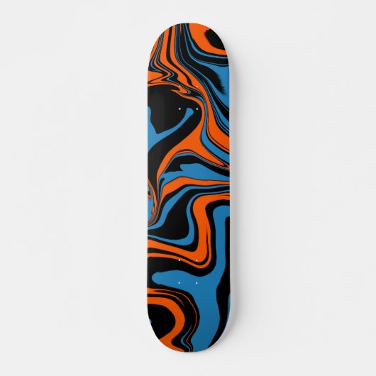 Blauw Oranje en zwart Abstract marmer skateboard (Voorkant)