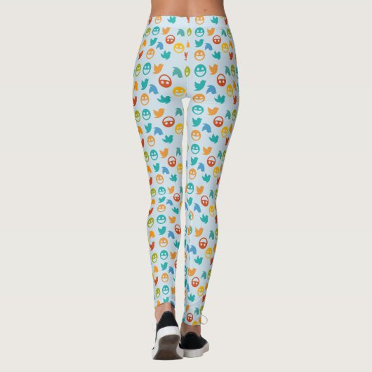 Blauw Oranje Geel Groen Twitter Bird Leggings (Achterkant)