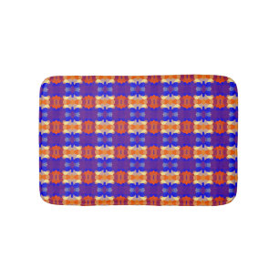 Blauw Oranje Geel Rood Patroon Badmat