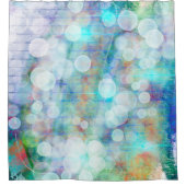 Blauw, Oranje, geel, wit Abstract kunstglas Co Douchegordijn (Voorkant)