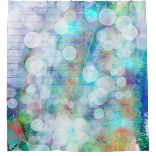 Blauw, Oranje, geel, wit Abstract kunstglas Co Douchegordijn (Voorkant)