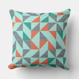 Blauw Oranje Geometrie Patronen Grafisch Kussen