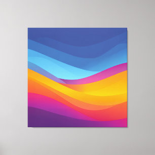 Blauw Oranje Golf Laagjes Canvas Afdruk