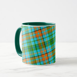 Blauw Oranje Groen Geruit Schotse Design  Mok