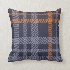Blauw & Oranje Herfst Schotland Patroon Kussen