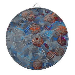 Blauw oranje kleurenbloempatroon digitale kunst dartbord