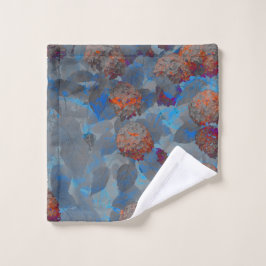 Blauw oranje kleurenbloempatroon digitale kunst washandje