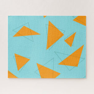 Blauw, oranje, koel, trendy, modern driehoekspatro legpuzzel