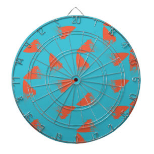 Blauw, oranje, levendig, trendy geometrisch patroo dartbord