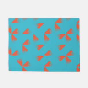 Blauw, oranje, levendig, trendy geometrisch patroo deurmat