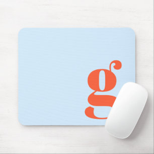 Blauw Oranje Minimaal Retro Monogram Eerste Aangep Muismat