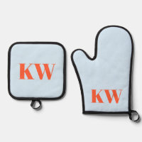Blauw Oranje Monogram Beginletters Keukencadeau