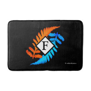 Blauw Oranje monogram met Japanse schildpadden Badmat