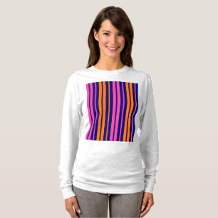 Blauw Oranje Roze Verticale Strepen Design T-shirt
