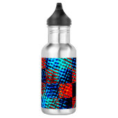 Blauw oranje schaakbordpatroon, onecht vuil of bev waterfles (Rechts)