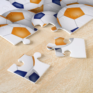 blauw oranje team kleuren jongens voetbal legpuzzel