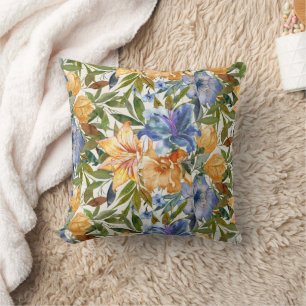 Blauw Oranje Tijgerlelies Bloemen Herfst Kussen
