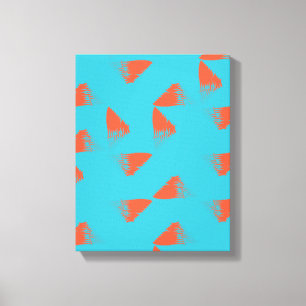 Blauw, oranje, trillend, trendy geometrisch patroo canvas afdruk