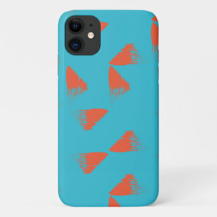 Blauw, oranje, trillend, trendy geometrisch patroo iPhone 11 hoesje