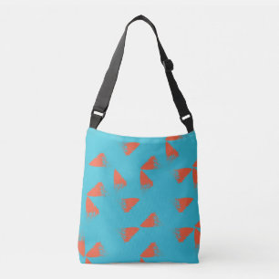 Blauw, oranje, trillend, trendy geometrisch patroo crossbody tas